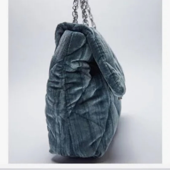ZARA Quilted Velour Shoulder Bag NWOT - Picture 4 of 8